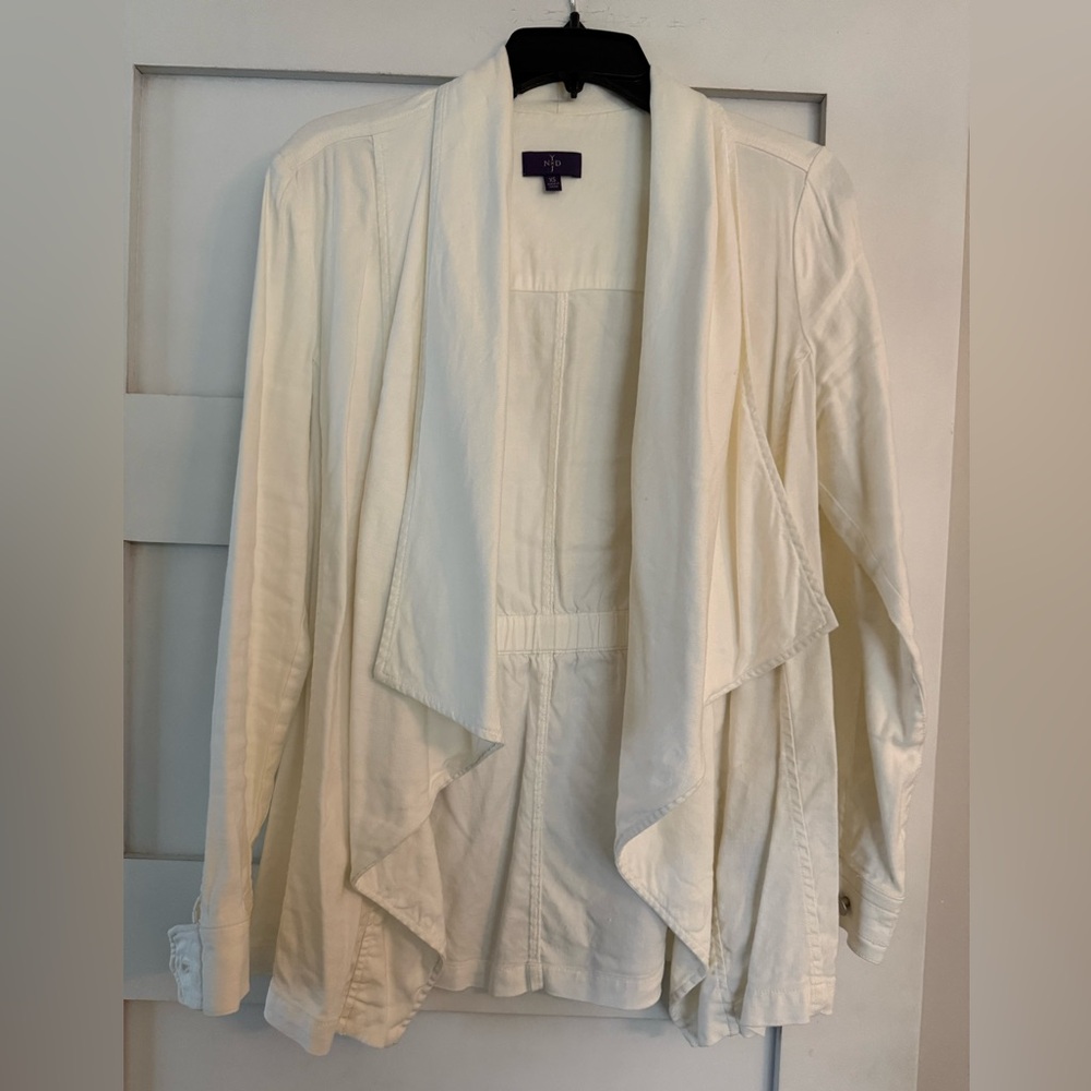 NYDJ Cream Draped Open-Front Blazer